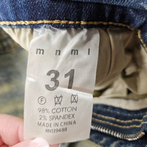 mnml Jeans Mens 31 Blue X146 Stretch Distressed Skinny Fit Denim - Picture 6 of 16